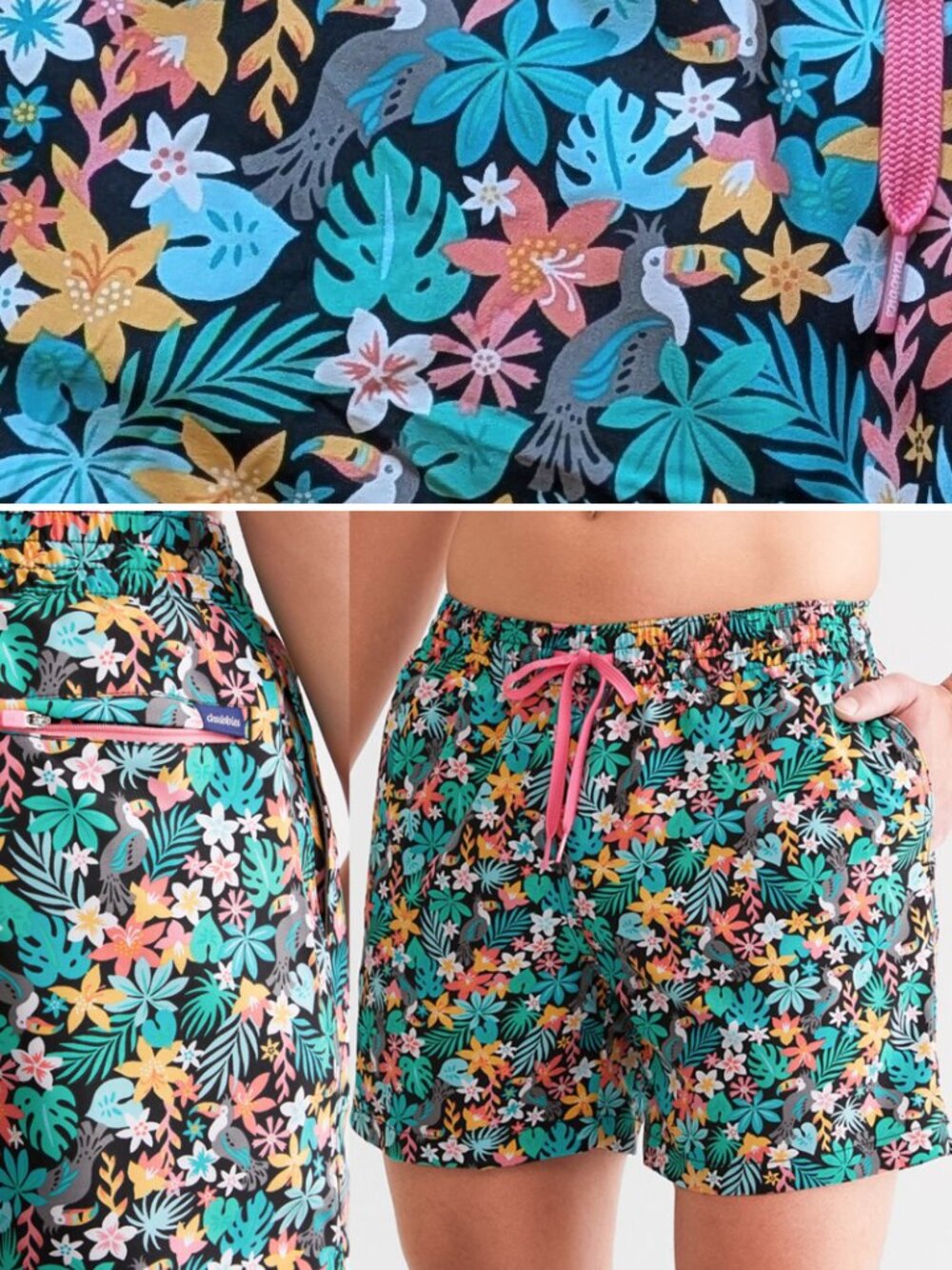 Chubbies The Bloomerangs Swim Trunks XL Black Floral